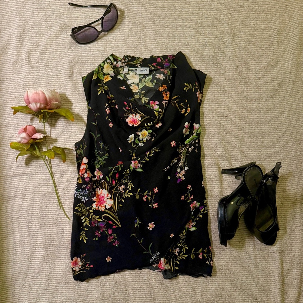 And Camicie Italian Floral Draped Blouse – Florence